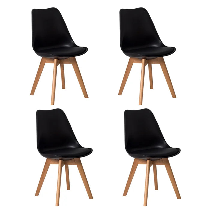 Kit 4 Cadeiras Eames Wood Leda Design Preto/ Branco