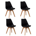 Kit 4 Cadeiras Eames Wood Leda Design Preto/ Branco