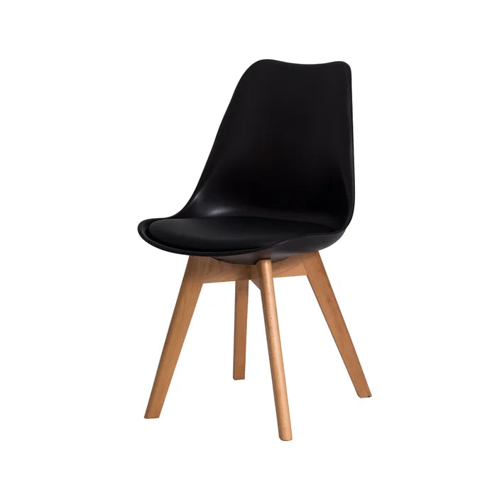 Kit 4 Cadeiras Eames Wood Leda Design Preto/ Branco