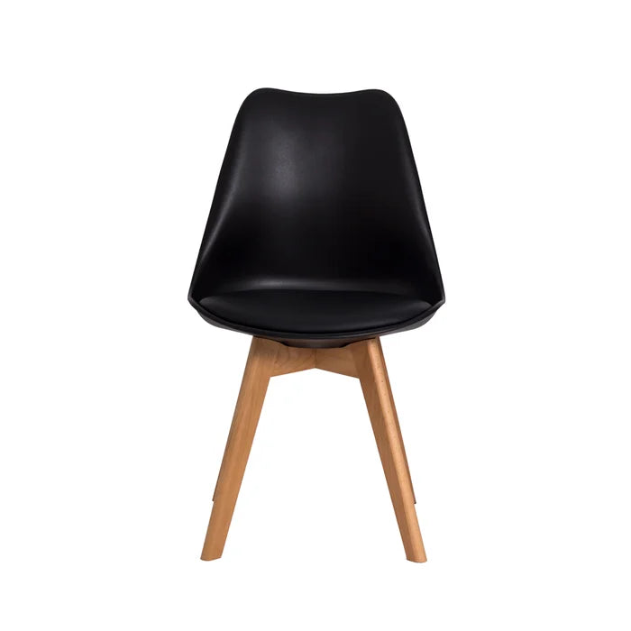 Kit 4 Cadeiras Eames Wood Leda Design Preto/ Branco