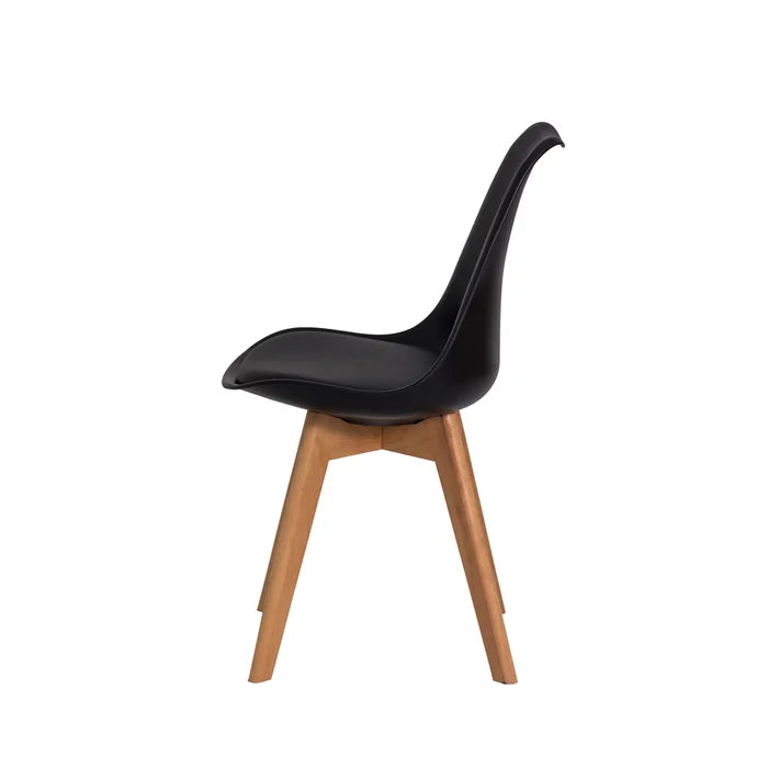 Kit 4 Cadeiras Eames Wood Leda Design Preto/ Branco