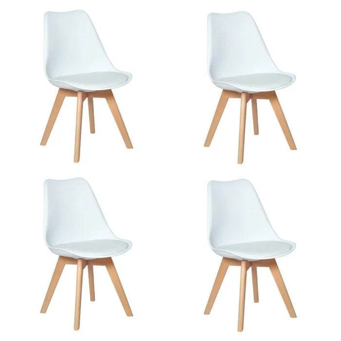 Kit 4 Cadeiras Eames Wood Leda Design Preto/ Branco