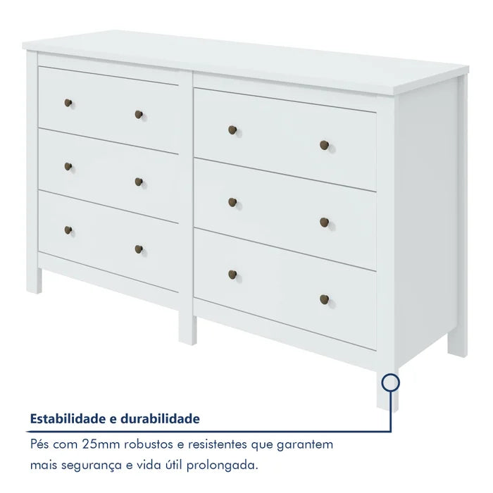 Cômoda 6 Gavetas Maggiore New Espresso Móveis Branco