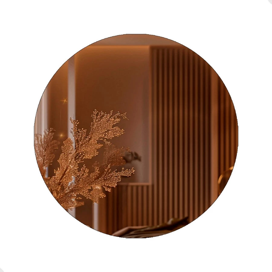 Espelho Decorativo Redondo para Escritório Sala Quarto Banheiro c/ Led 60cm 50cm 40cm 30cm + Suporte