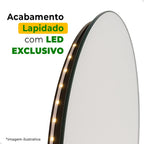 Espelho Decorativo Redondo para Escritório Sala Quarto Banheiro c/ Led 60cm 50cm 40cm 30cm + Suporte