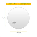 Espelho Decorativo Redondo para Escritório Sala Quarto Banheiro c/ Led 60cm 50cm 40cm 30cm + Suporte