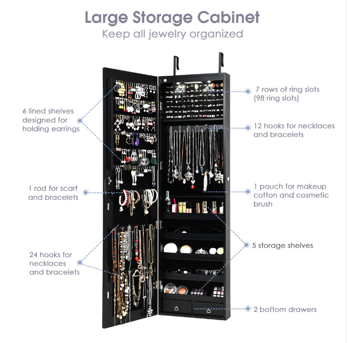 Espelho com Prateleira e Porta Joias