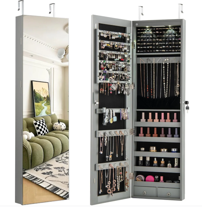 Espelho com Prateleira e Porta Joias