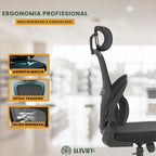 Cadeira Escritório Ergonômica Com Suporte Lombar Estofado Mesh