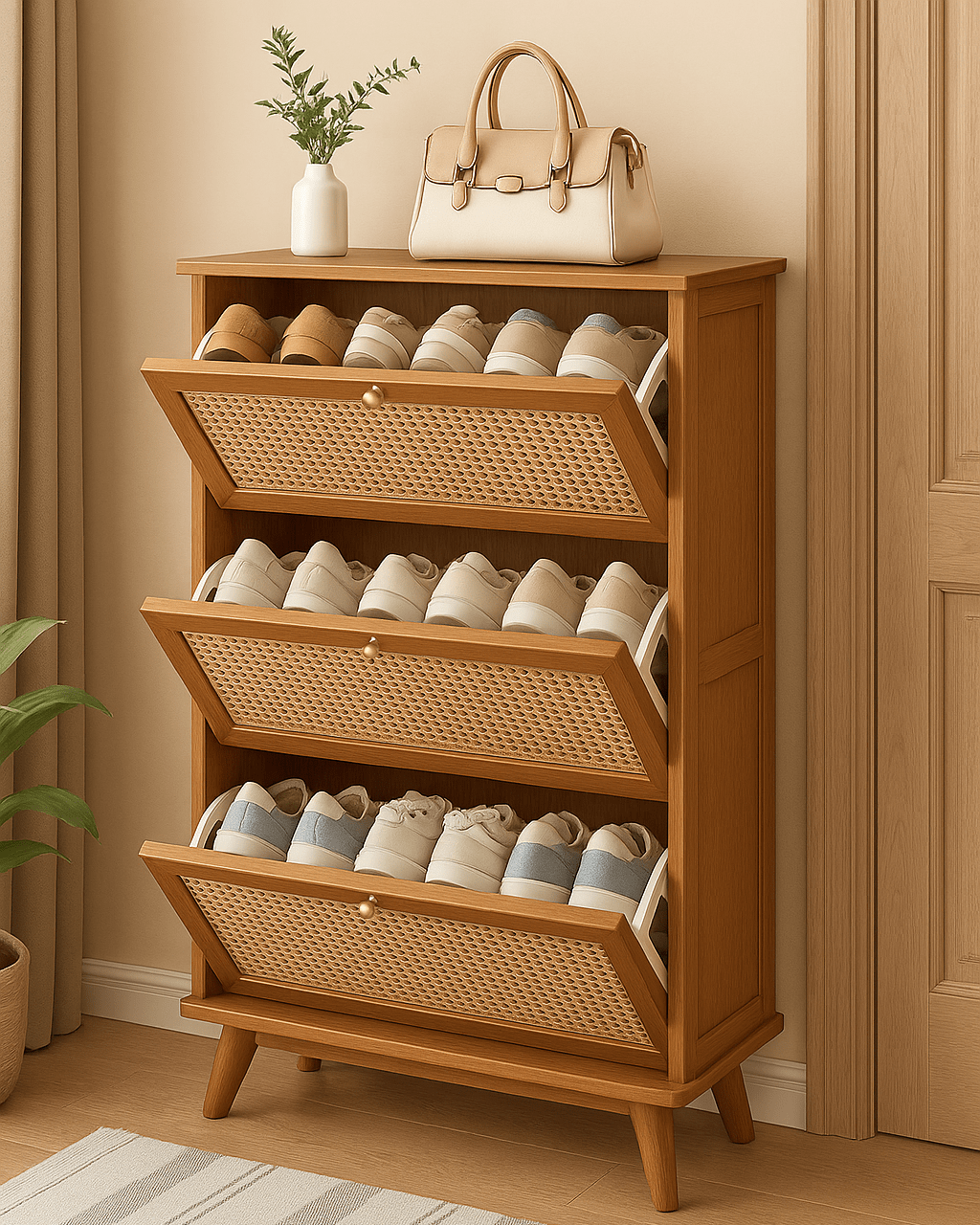 Sapateira de Bambu Lindy Três Portas