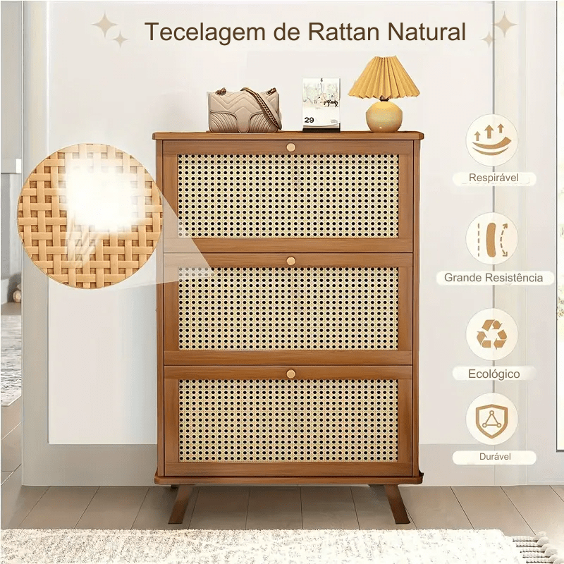 Sapateira de Bambu Lindy Três Portas