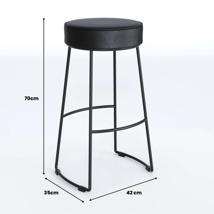 Kit com 2 Banquetas Industrial Altas Rivvera em Aço Preto