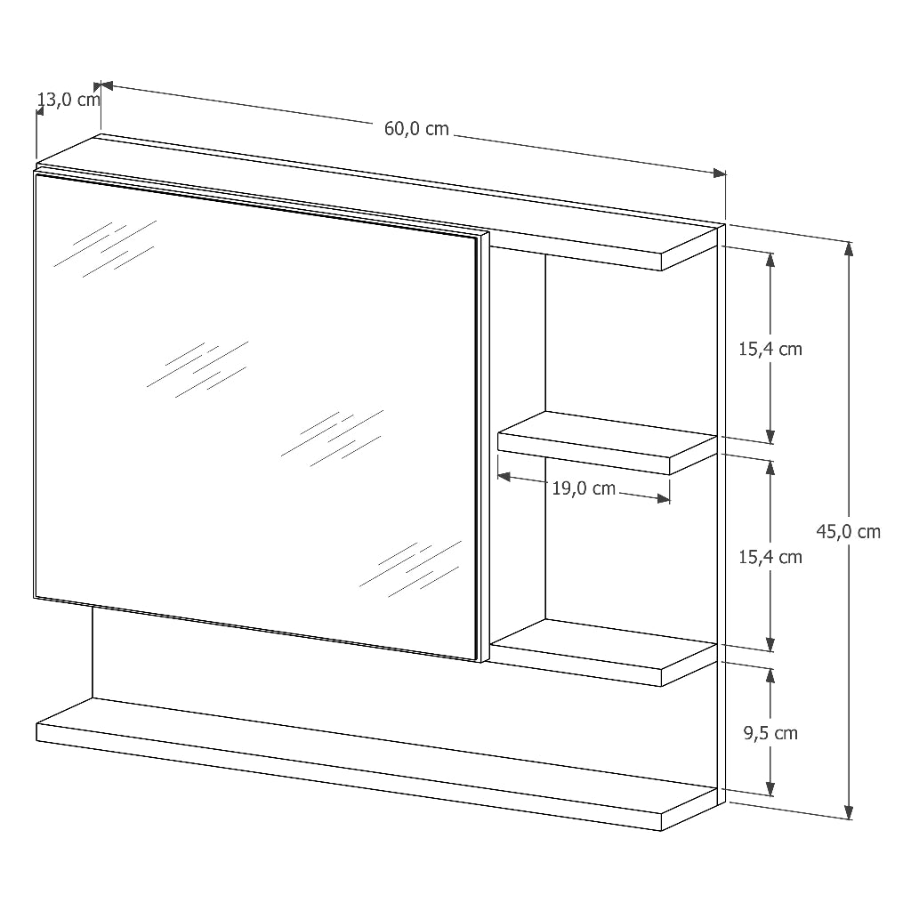 Espelheira para Banheiro 1 Portas 2 Prateleiras Nature |Promocao|
