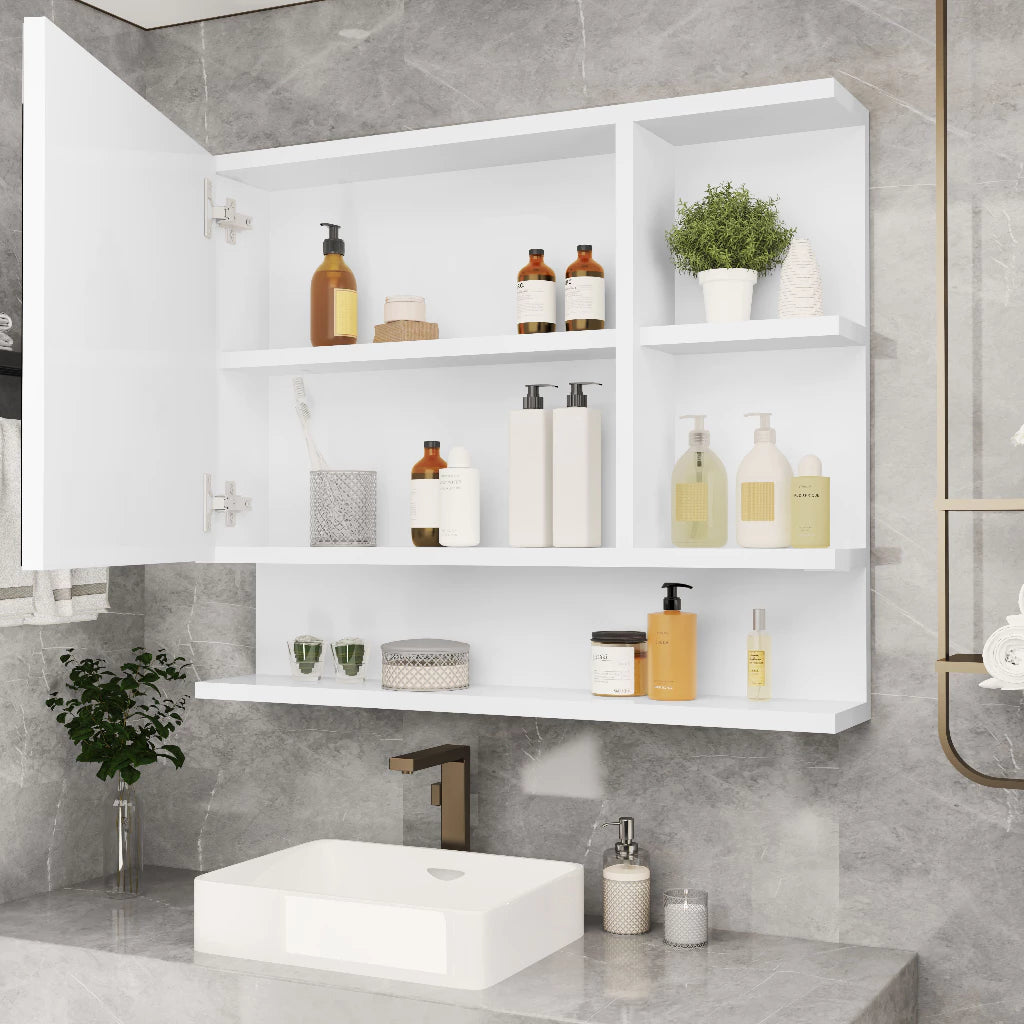 Espelheira para Banheiro 1 Portas 2 Prateleiras Nature |Promocao|