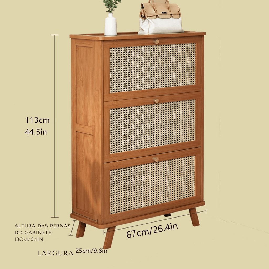 Sapateira de Bambu Lindy Três Portas