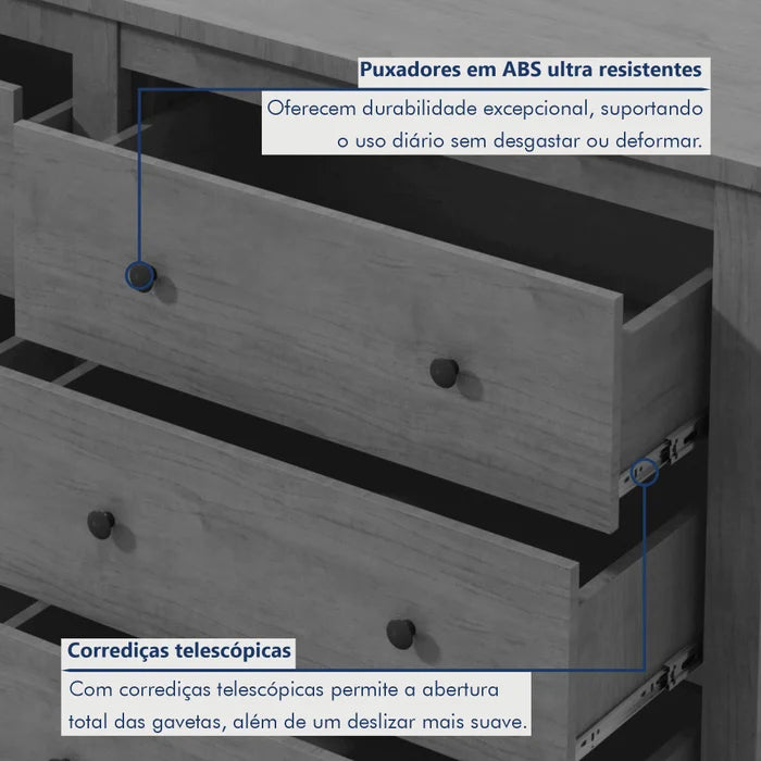 Cômoda 6 Gavetas Maggiore New Espresso Móveis Branco