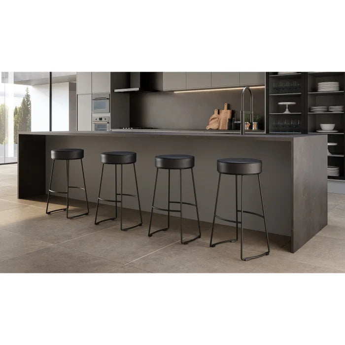 Kit com 2 Banquetas Industrial Altas Rivvera em Aço Preto