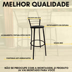 Kit com 02 Banquetas Alta Bistrô Bancos Bancada Cozinha Americana Bar Balcão