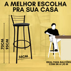Kit com 02 Banquetas Alta Bistrô Bancos Bancada Cozinha Americana Bar Balcão